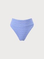 Blue Jacquard High Waist Bikini Bottom - Image 6