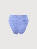 Blue Jacquard High Waist Bikini Bottom - Image 7