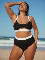 Contrast Trim Plus Size Bikini Bottom - Image 4