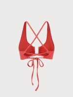 Red Jacquard U-Ring Cross Back Bikini Top - Image 7