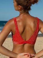 Red Lurex Cut Out Bikini Top - Image 2