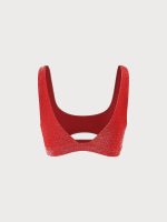Red Lurex Cut Out Bikini Top - Image 11
