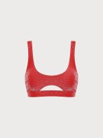 Red Lurex Cut Out Bikini Top - Image 10