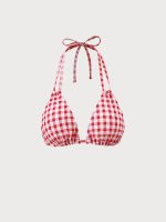 Red Gingham Double Strap Triangle Bikini Top - Image 6