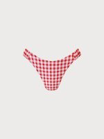 Red Gingham Ruched Bikini Bottom - Image 6