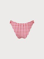 Red Gingham Ruched Bikini Bottom - Image 7