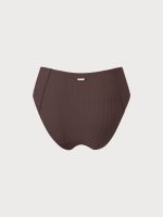 Coffee Ribbed Seam Full Coverage Bikini Bottom - Image 8