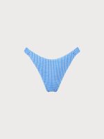 Blue Textured Striped Bikini Bottom - Image 5