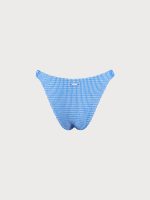 Blue Textured Striped Bikini Bottom - Image 6