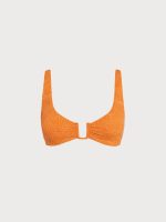 Orange Jacquard U-Ring Cross Back Bikini Top - Image 8