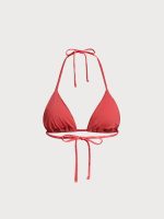 Red Jacquard Triangle Bikini Top - Image 9