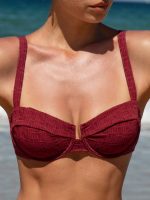 Wine Red Textured Underwire Bikini Top - Image 3