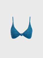 Blue Jacquard Knot Bikini Top - Image 5