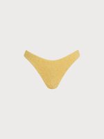 Yellow Textured Floral Bikini Bottom - Image 5