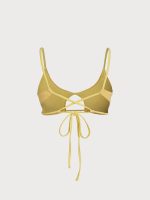 Yellow Textured Underboob Cutout Bikini Top - Image 11