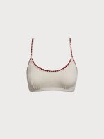 Off White Contrast Stitch Bikini Top - Image 6