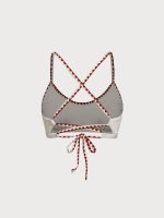 Off White Contrast Stitch Bikini Top - Image 7