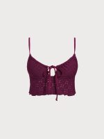 Burgundy Textured Tankini Top - Image 7