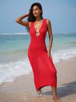 Red Crochet Cutout Cover-up Dress - Image 5