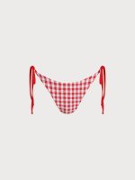 Red Gingham Textured Tie Bikini Bottom - Image 6