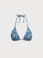 Blue Reversible Print Triangle Bikini Top - Image 7