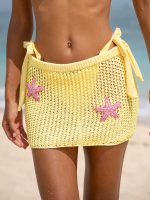Yellow Starfish Crochet Cover Up Skirt