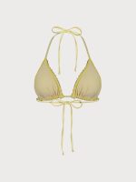 Yellow Ruffled Halter Triangle Bikini Top - Image 7