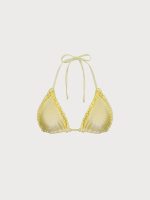 Yellow Ruffled Halter Triangle Bikini Top - Image 6